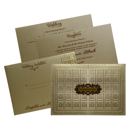 Metallic Light Brown Door Invitation-King of Cards