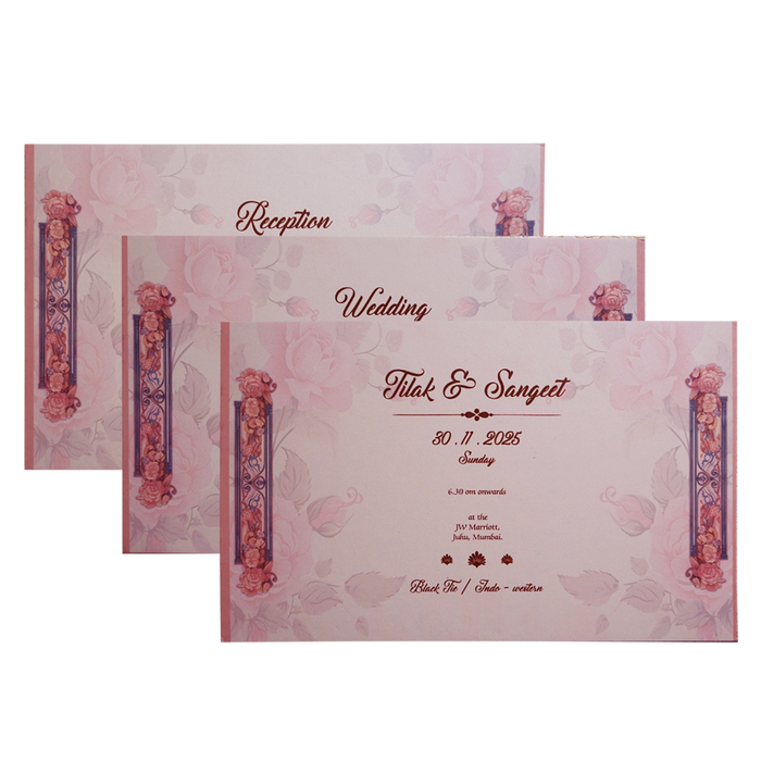 Peach Pink Premium Padded Invitation-King of Cards