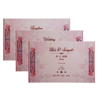 Peach Pink Premium Padded Invitation-King of Cards