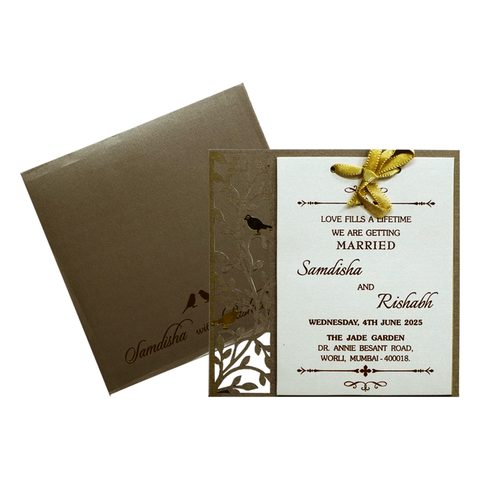 Shimmery Brown MDF Invitation-King of Cards