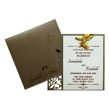 Shimmery Brown MDF Invitation-King of Cards