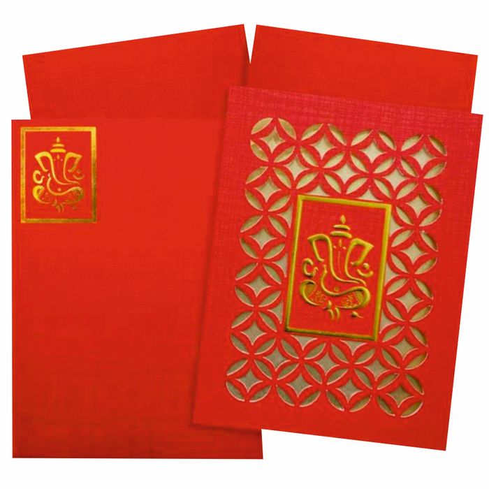 Red Die Cut Wedding Invite-King of Cards