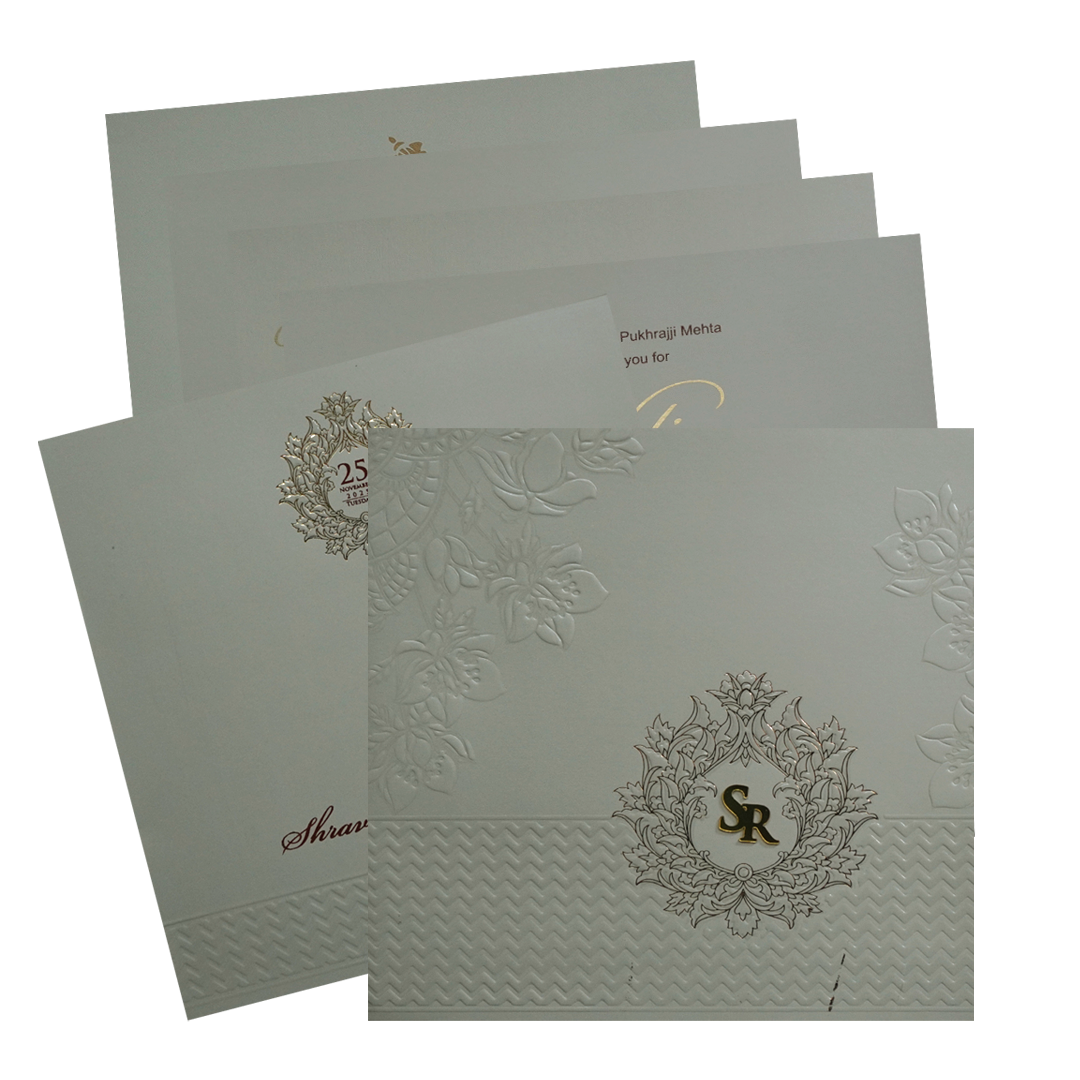 Grey Floral Wedding Card-KPR09030