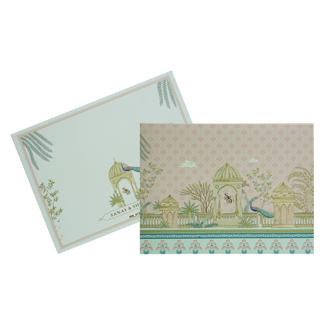 Peach Flower Padded Wedding Card Design-KBM04730