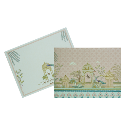 Peach Flower Padded Wedding Card Design-KBM04730