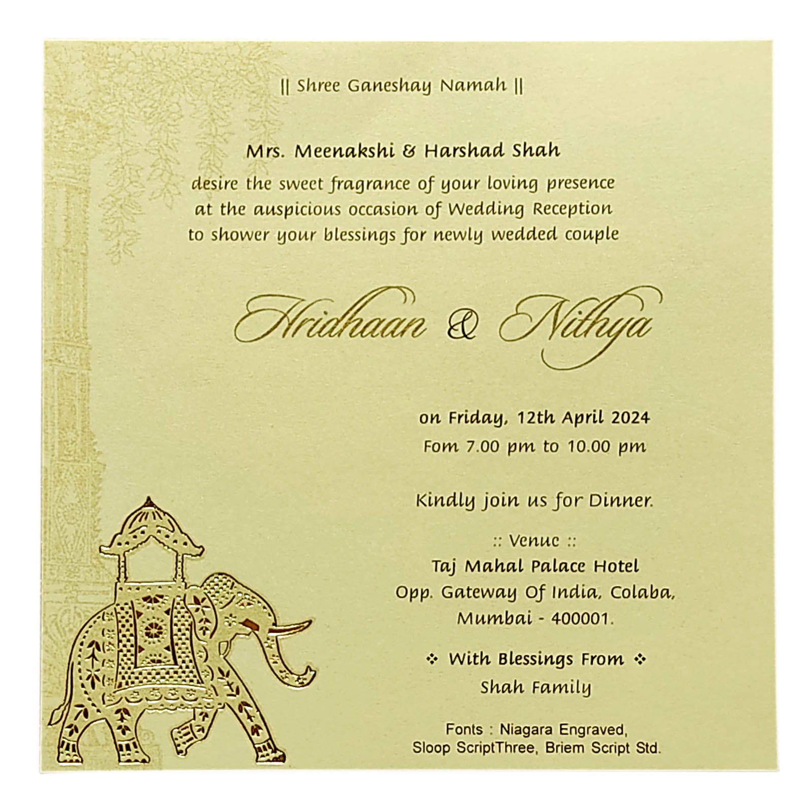 Light Pink Single Sheet Invitation-KRCS5192
