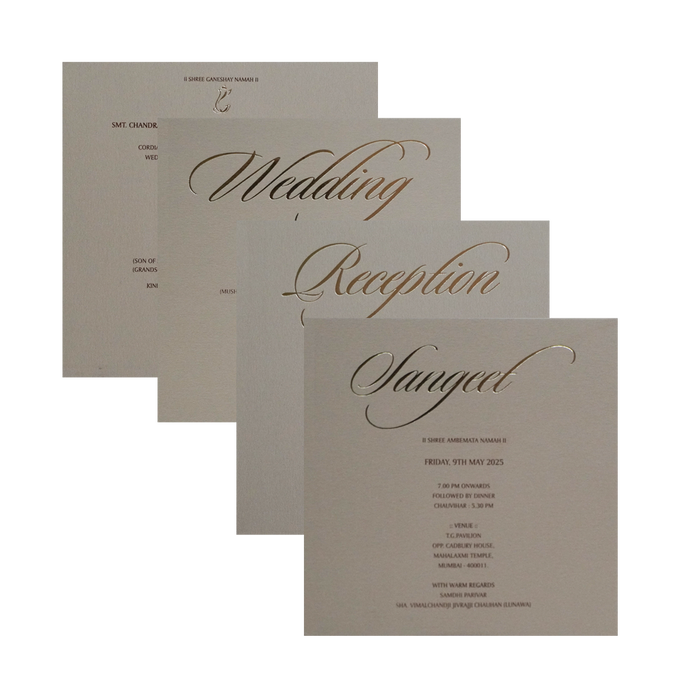 Light Brown Embossed Padded Invitation Card-King of Cards