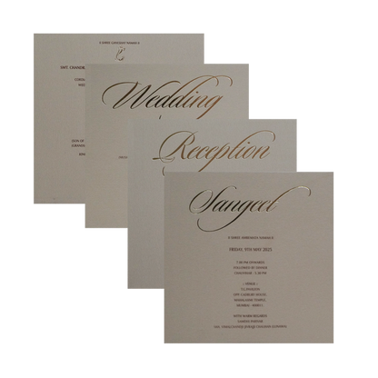 Light Brown Embossed Padded Invitation Card-King of Cards