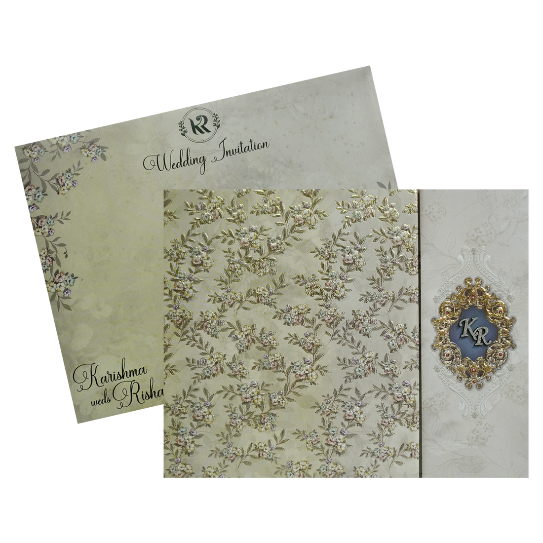 Matte Pastel Green Floral Invitation-KSI12200