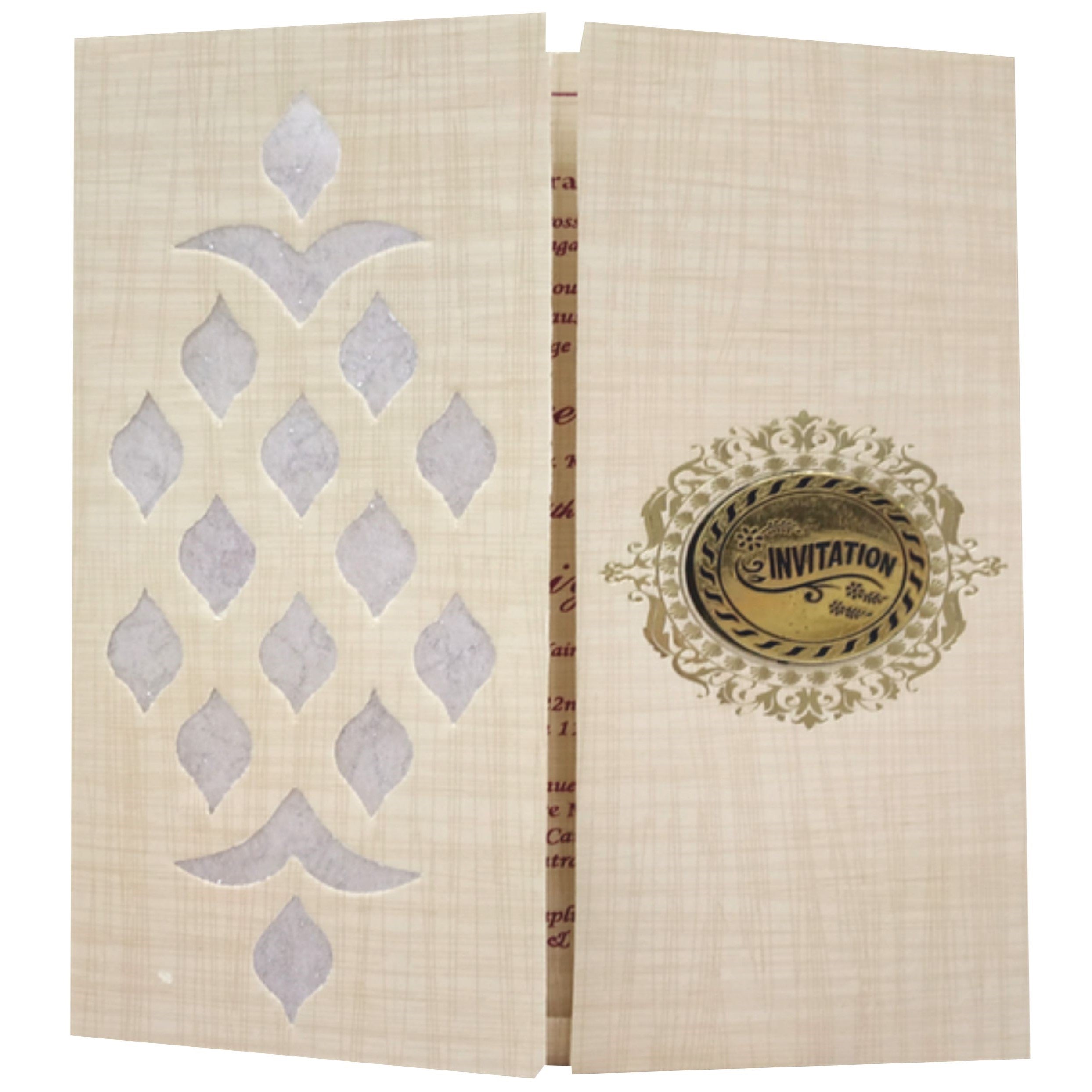 Sandal Metallic Door Type Die Cut Invitation – King of Cards
