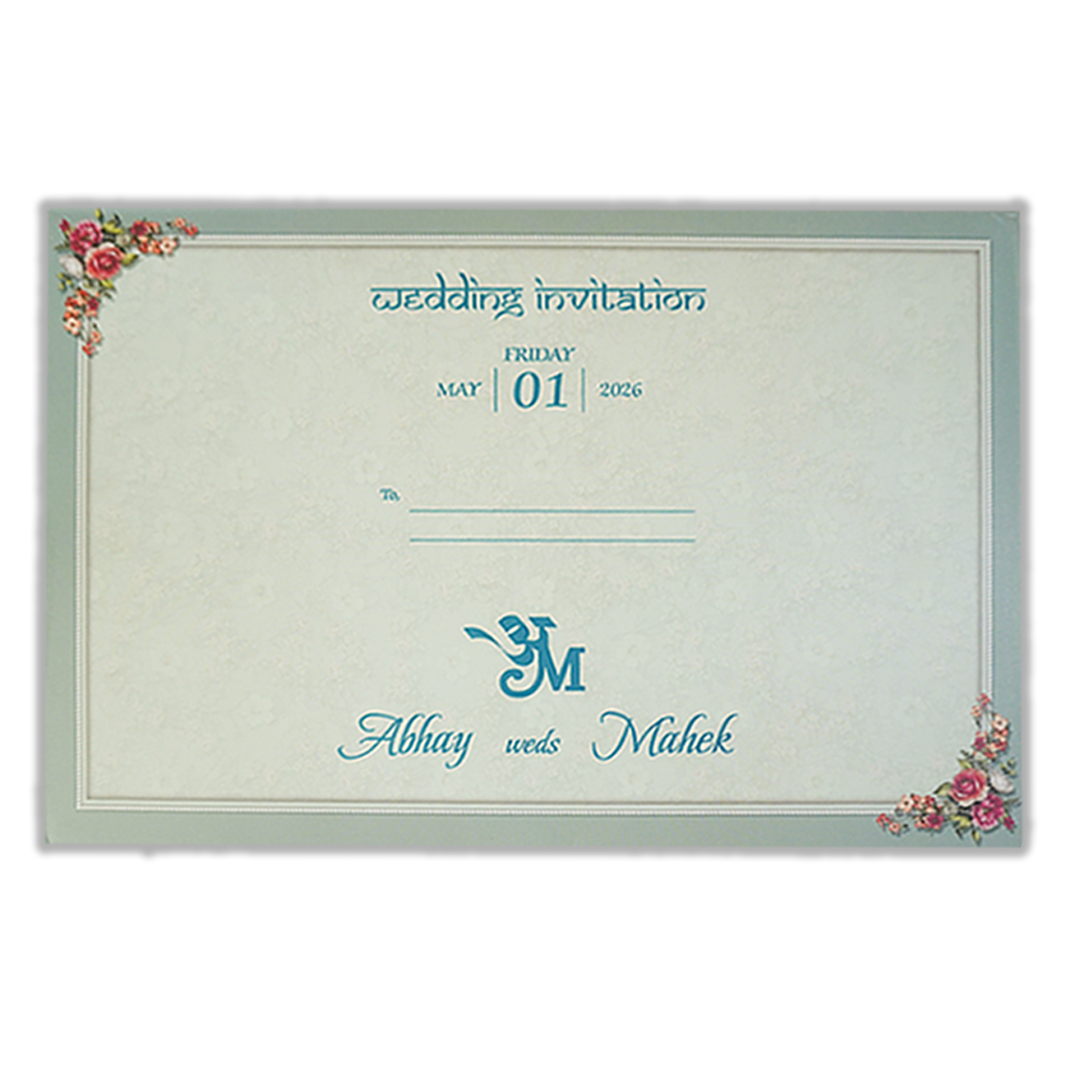Green Floral Vintage Wedding Card-KSH72110