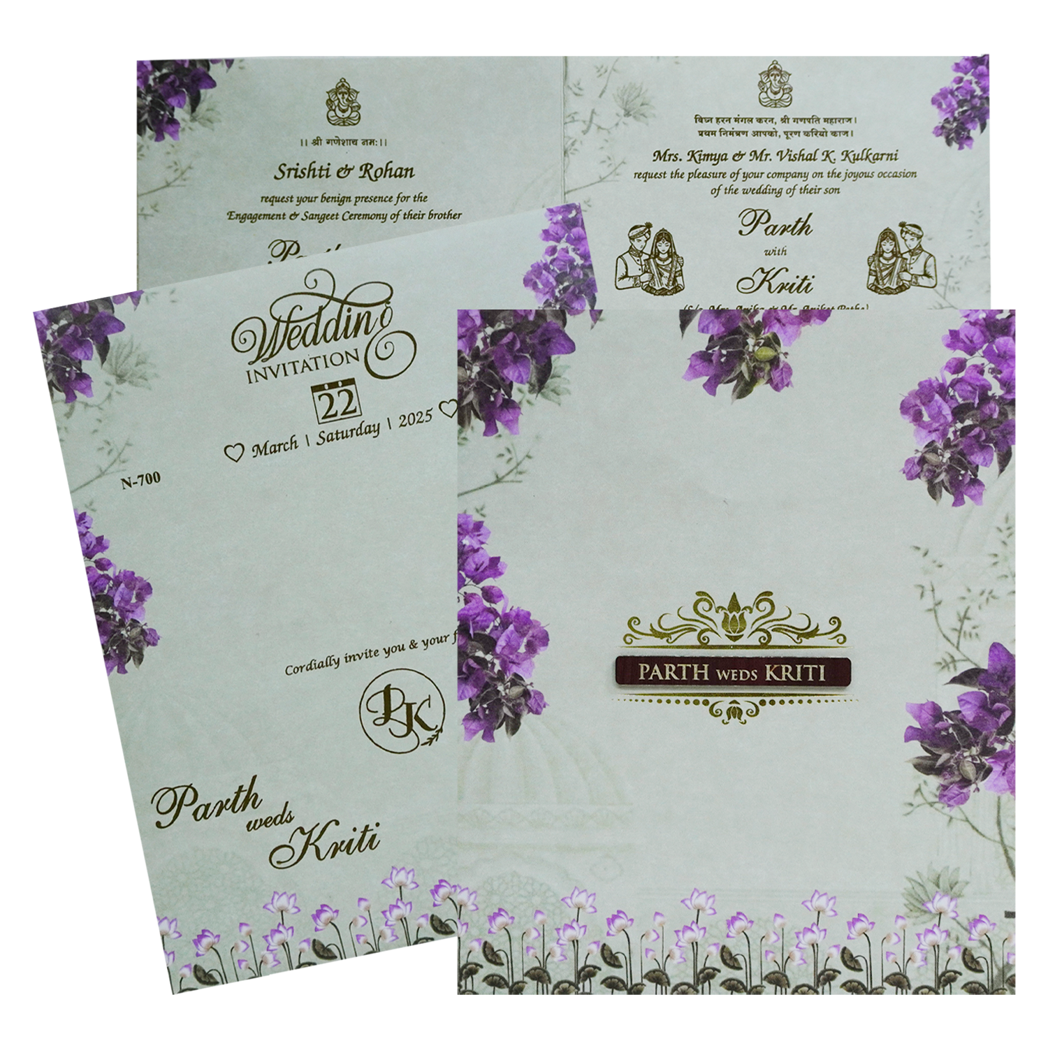 Mint Green Floral Wedding Card-KVN07000
