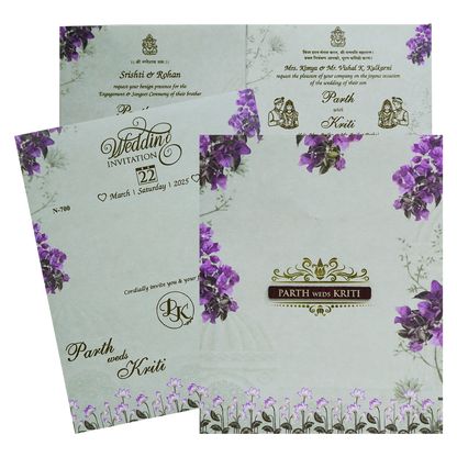 Mint Green Floral Wedding Card-KVN07000