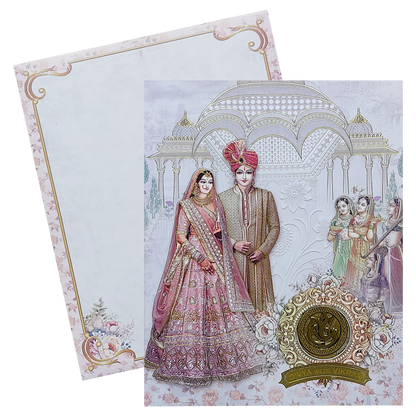 Pink Royal Bride Groom Wedding Card-KNKJ1135