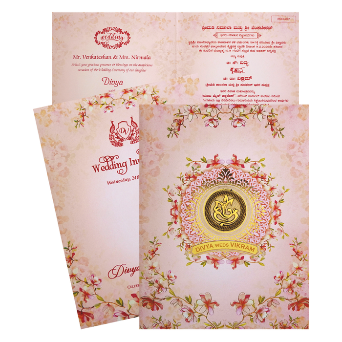 Pink Floral Nameplate Invitation Card-King of Cards