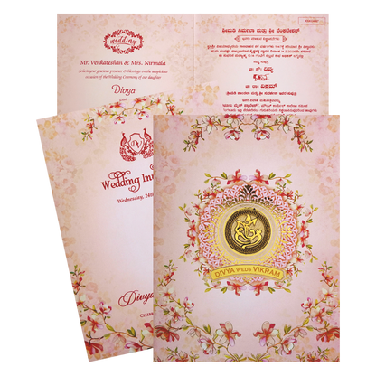 Pink Floral Nameplate Invitation Card-KNKC4067