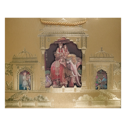 Royal Procession Elephant Padded Wedding Card-KSSC2520