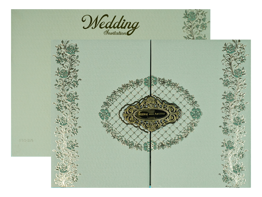 Check out Green Floral Padded Wedding Card at best price. ✅WhatsApp Support ✅Express Delivery.|King of cards.