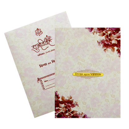 Violet Classic Designer Offset Pastel Print Wedding Invitation-KNKC4043-King of Cards