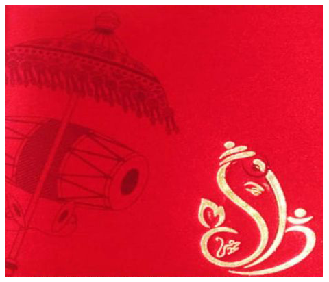 Red Ganesha Square Invitation-CXP141
