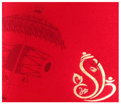 Red Ganesha Square Invitation-CXP141