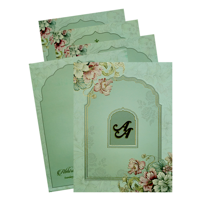 Light Green Floral Wedding Card-King of Cards