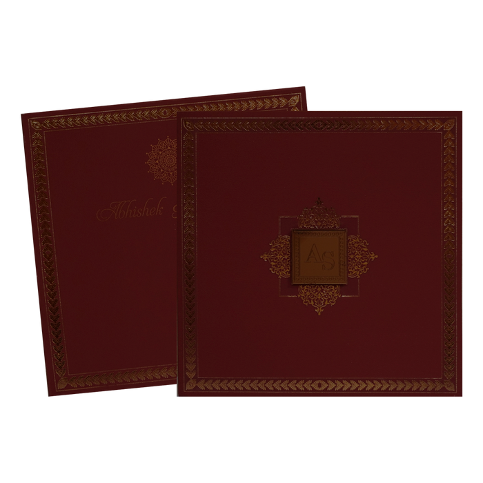 Maroon Copper Foil Wedding Card-King of Cards