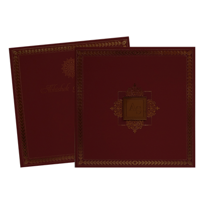 Maroon Copper Foil Wedding Card-King of Cards