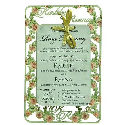 Light Green MDF Wedding Card-King of Cards