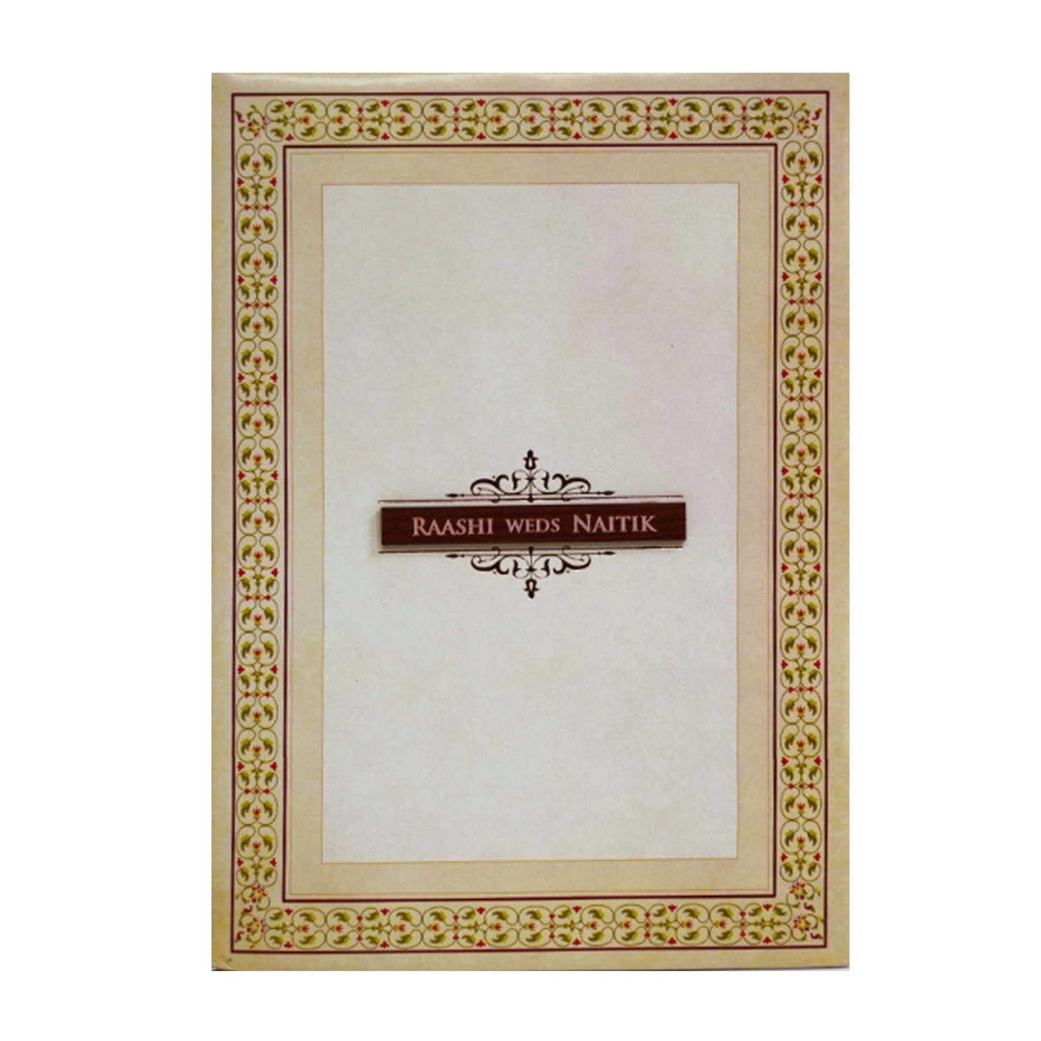 Cream floral Nameplate Padded Invitation Card-KRC30610