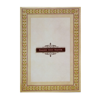 Cream floral Nameplate Padded Invitation Card-KRC30610