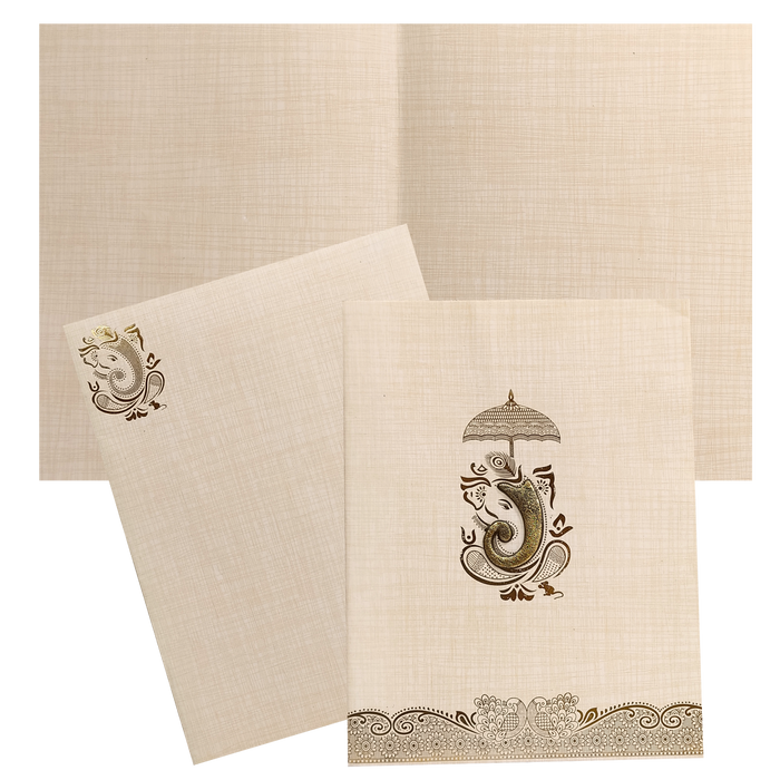 Sandal Metallic Invitation Card With A Floral Touch-KNK50162-King of Cards