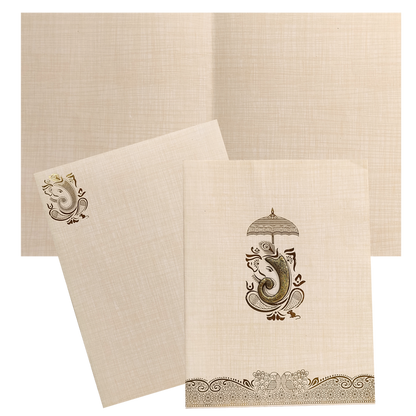 Sandal Metallic Invitation Card With A Floral Touch-KNK50162