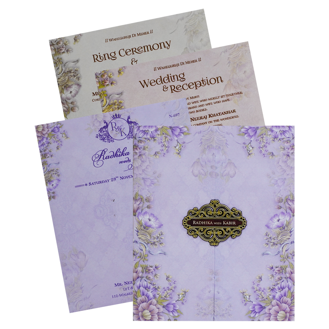 Very Light Purple Wedding Card-KVN06970