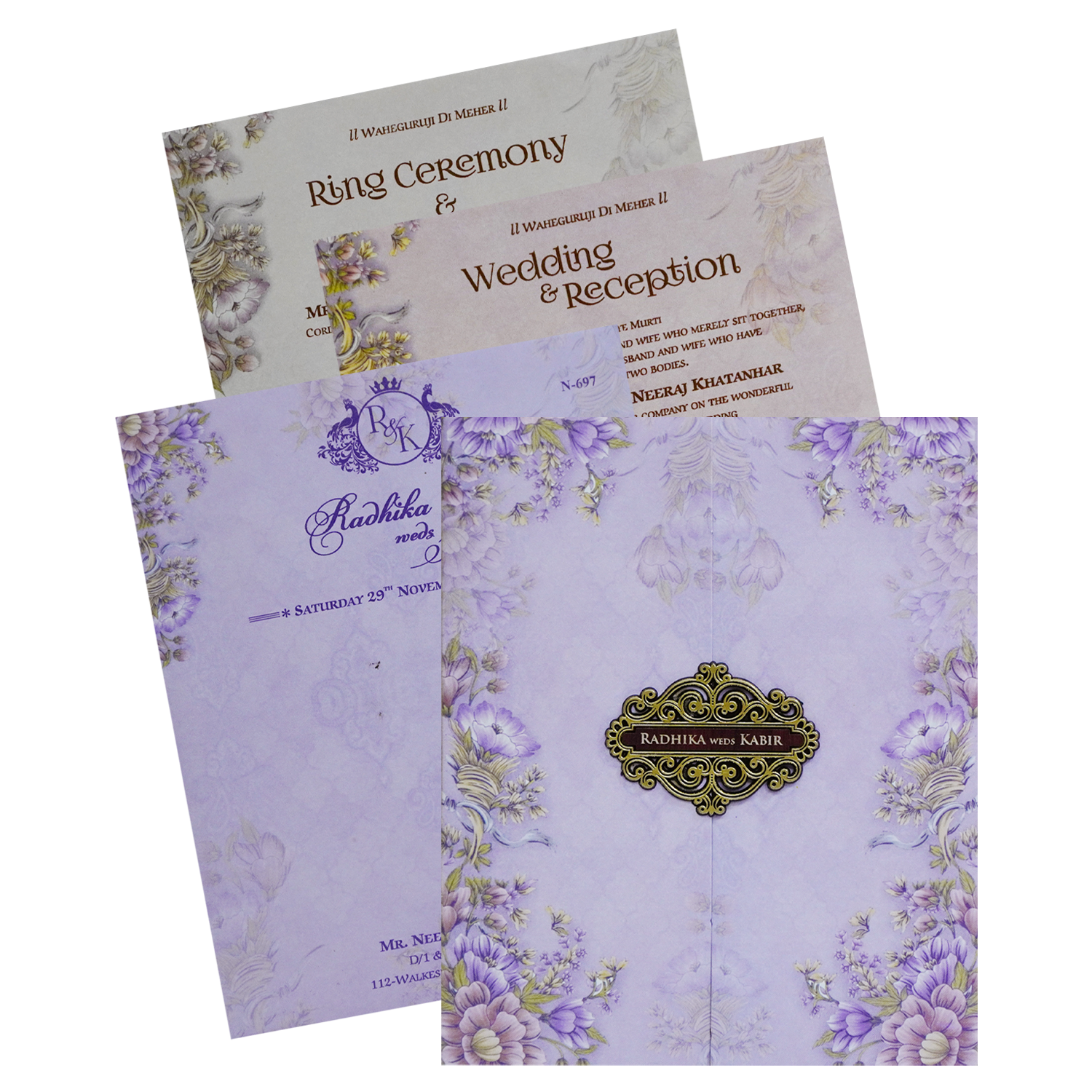 Very Light Purple Wedding Card-KVN06970