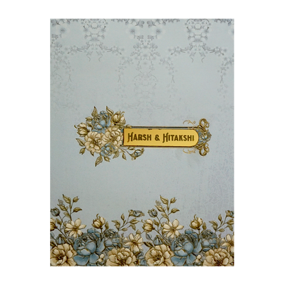 Blue Floral Wedding Card-King of Cards