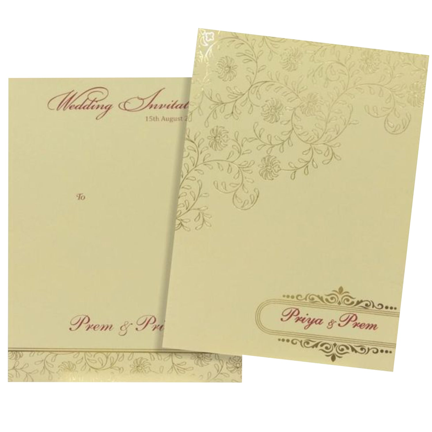 Fabulous Pale Yellow Shading With Blossom Theme Wedding Card - KND8003C
