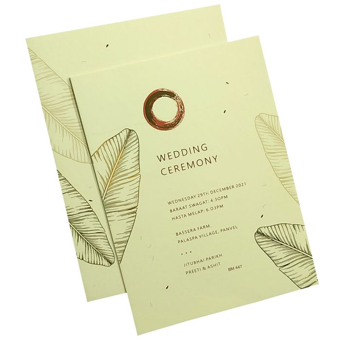 Cream Leaf South Wedding Invitation Card-King of Cards