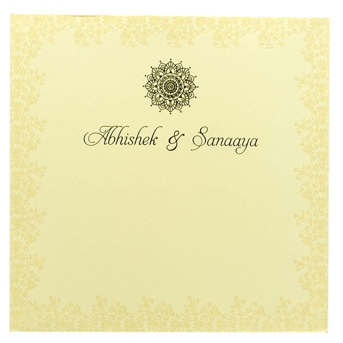 Cream Padded Nameplate Invitation Card-King of Cards