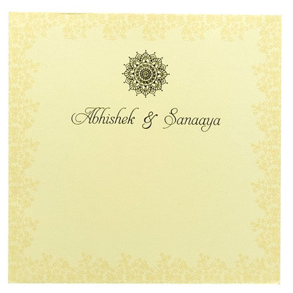 Cream Padded Nameplate Invitation Card-King of Cards