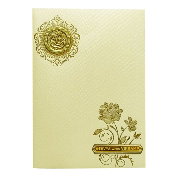 White Floral Nameplate Invitation Card-King of Cards
