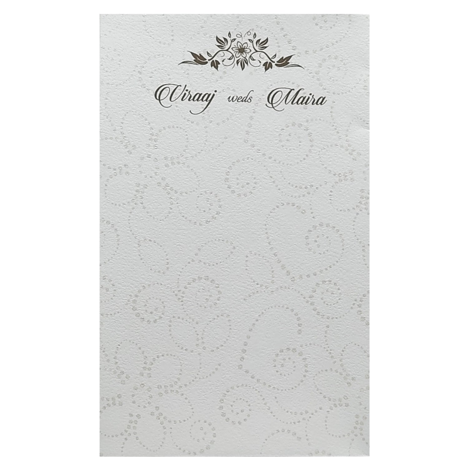 White Embossed Lotus Invitation Card-KRC28320