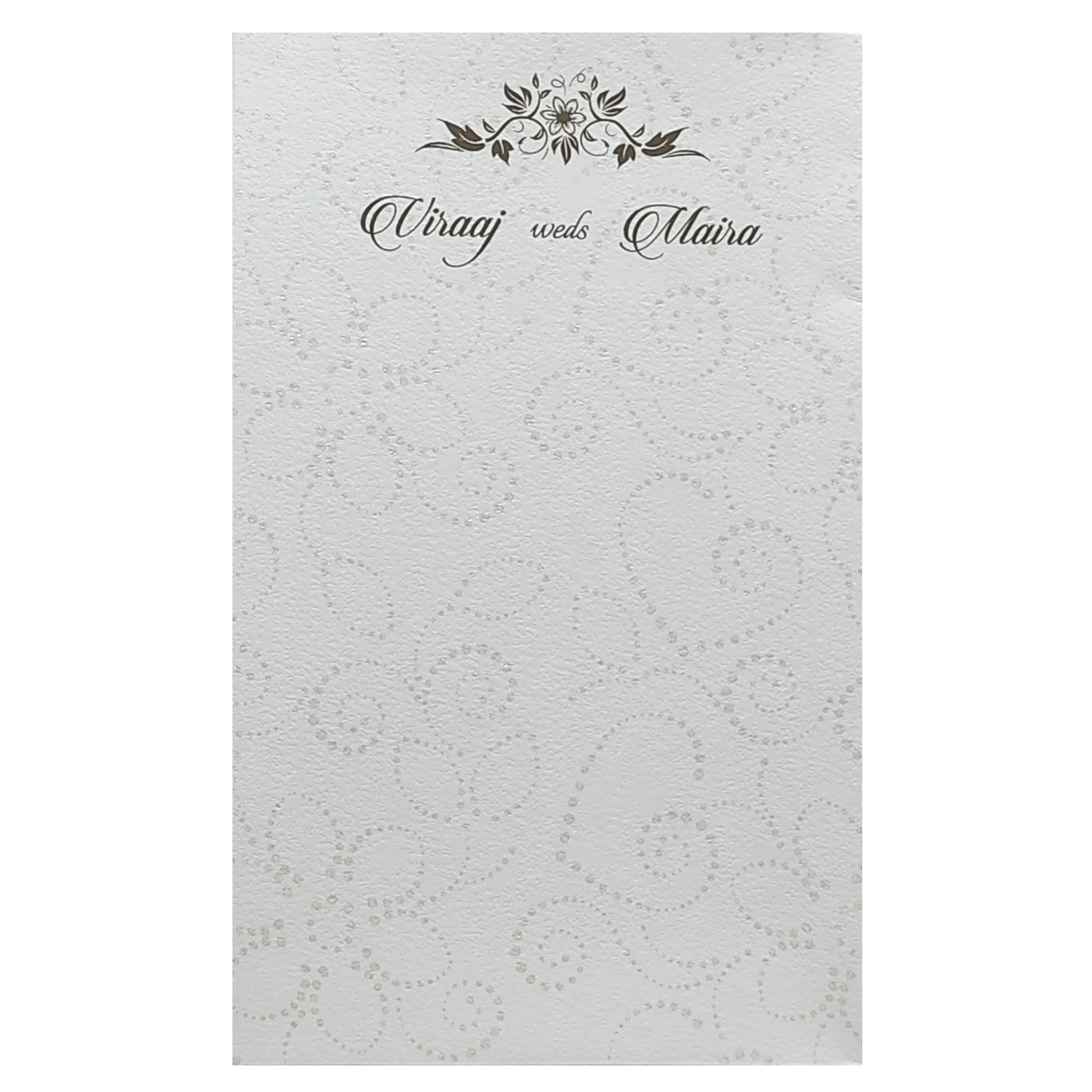 White Embossed Lotus Invitation Card-KRC28320