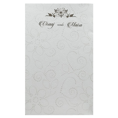 White Embossed Lotus Invitation Card-KRC28320