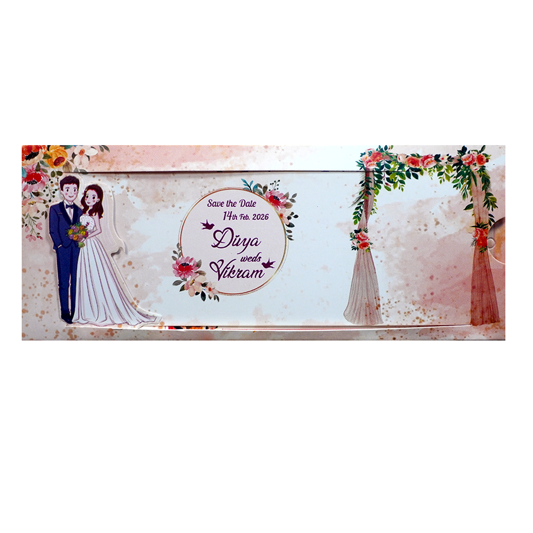 Pink Floral Slide Invitation Card-KNKSP752