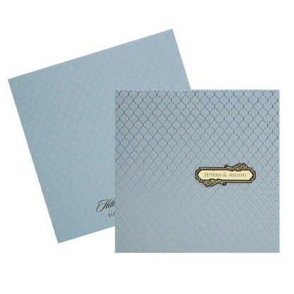 Blue Pattern Design Wedding Card-King of Cards