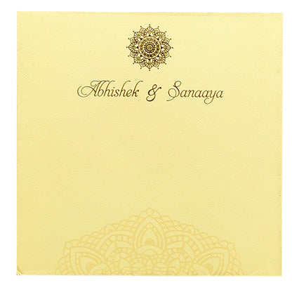Cream Ganesha Invitation Card-KRC29131