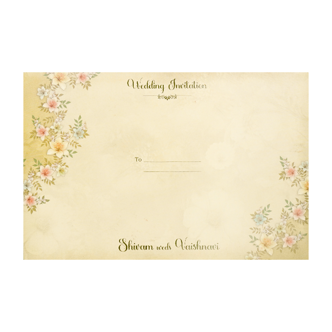 Beige Floral Padded Wedding Card-KSI64050