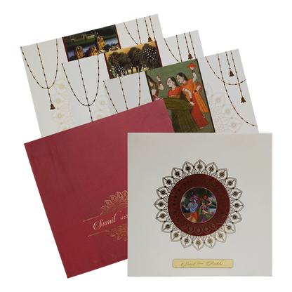 White Floral Radha Krishna Invitation Card-King of Cards