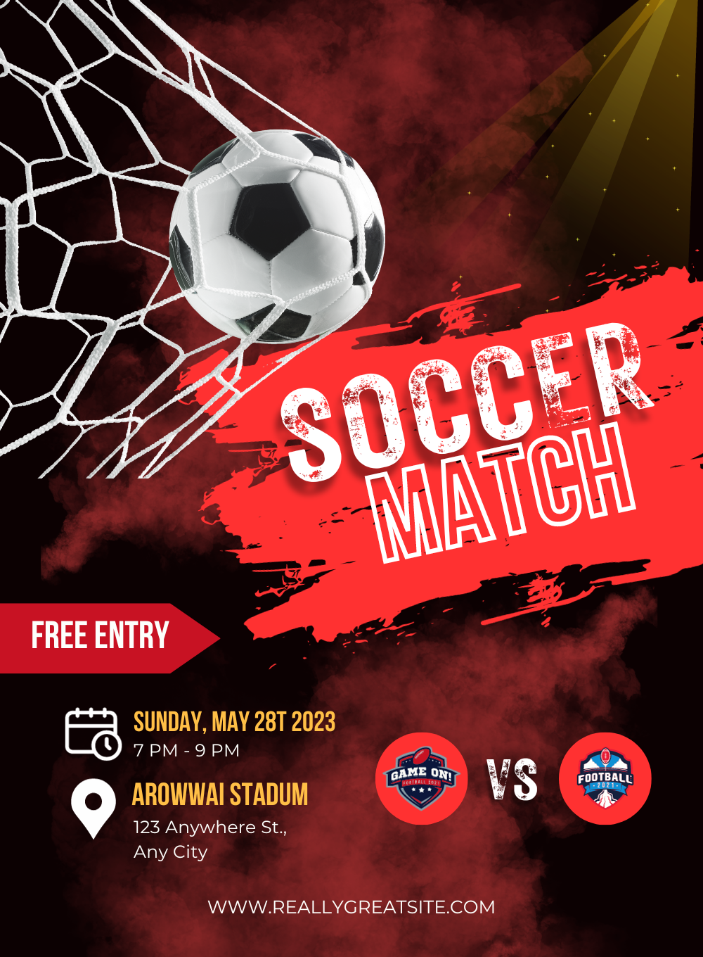 Red Match Soccer Invitation-King of Cards